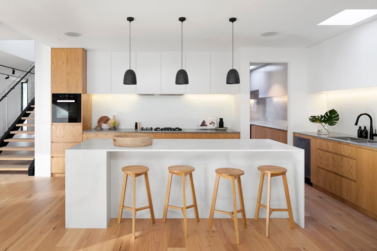 Sleek living space with hardwood floors
