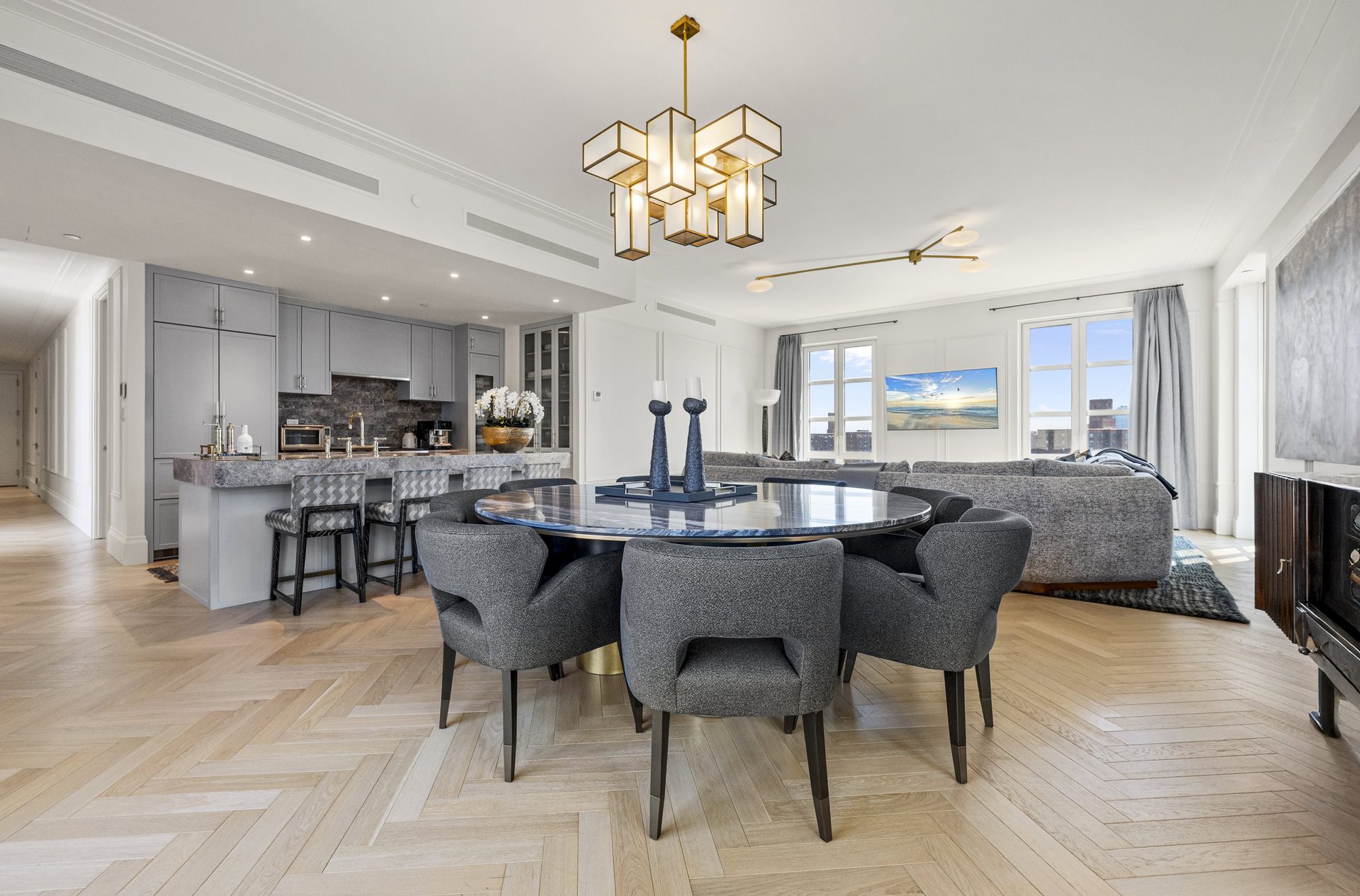 Bright, welcoming New York City living and dining room with natural light