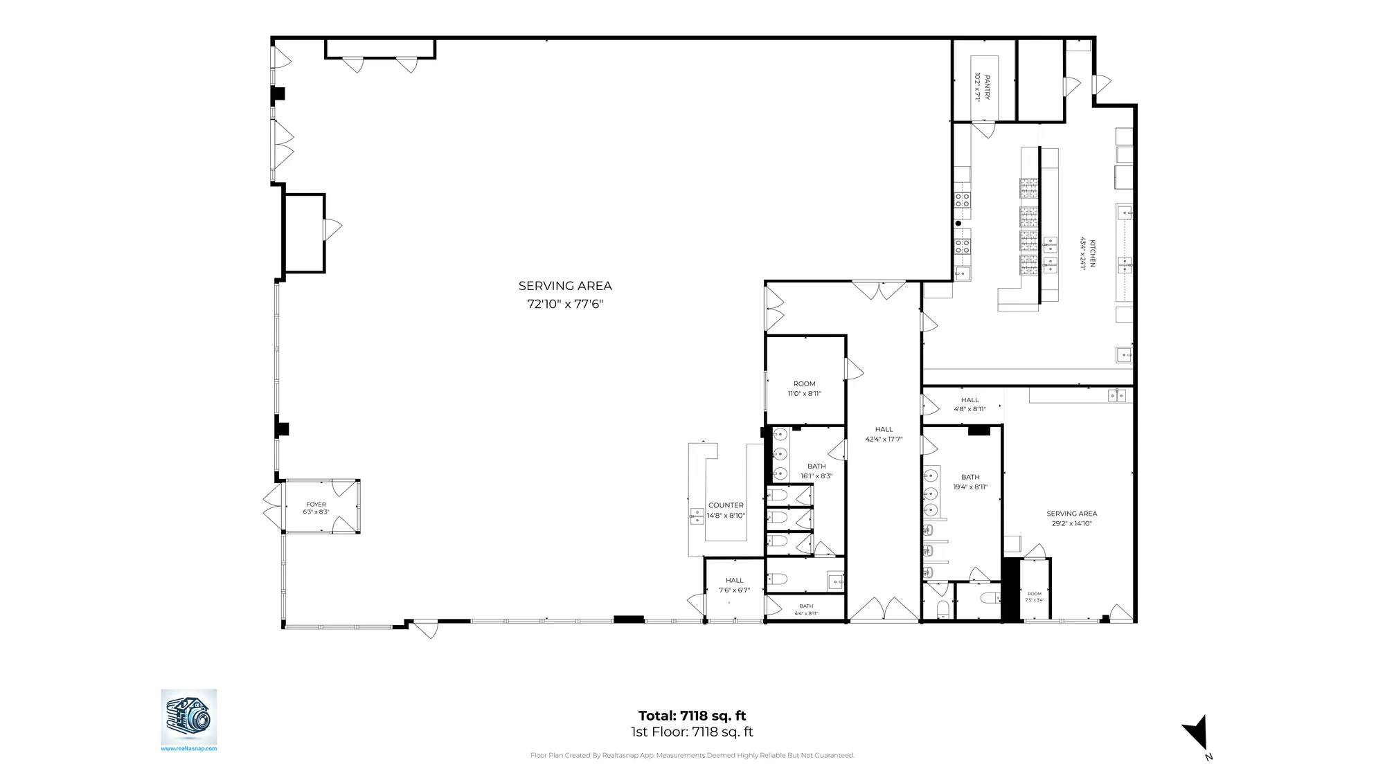 Commercial floor plan drafted by RealtaSnap
