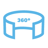 360-degree icon representing RealtaSnap's immersive 3D virtual tour and Matterport services.